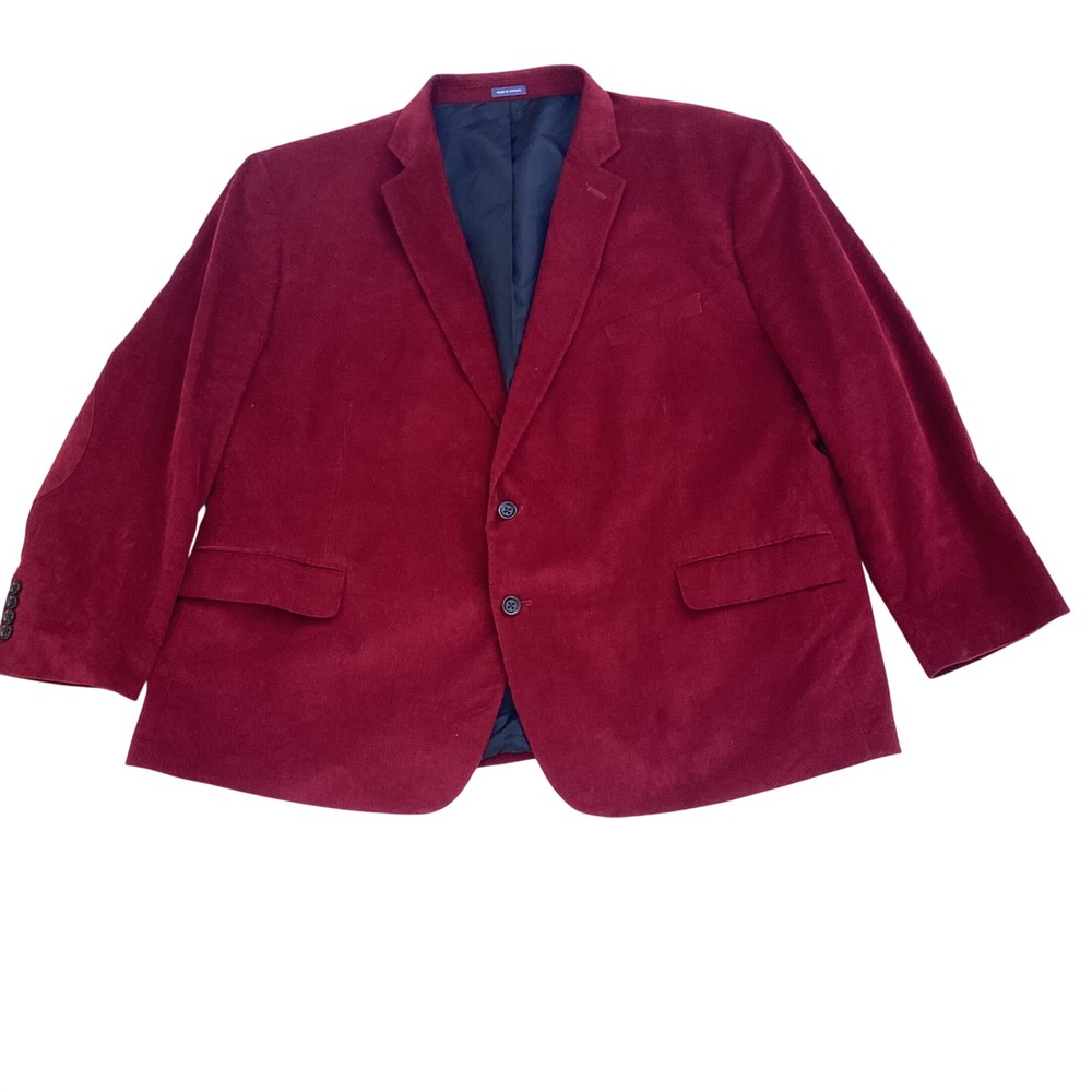 Stafford Mens Burgundy Corduroy Blazer Sport Coat Elbow Patches‎ Big & Tall 56